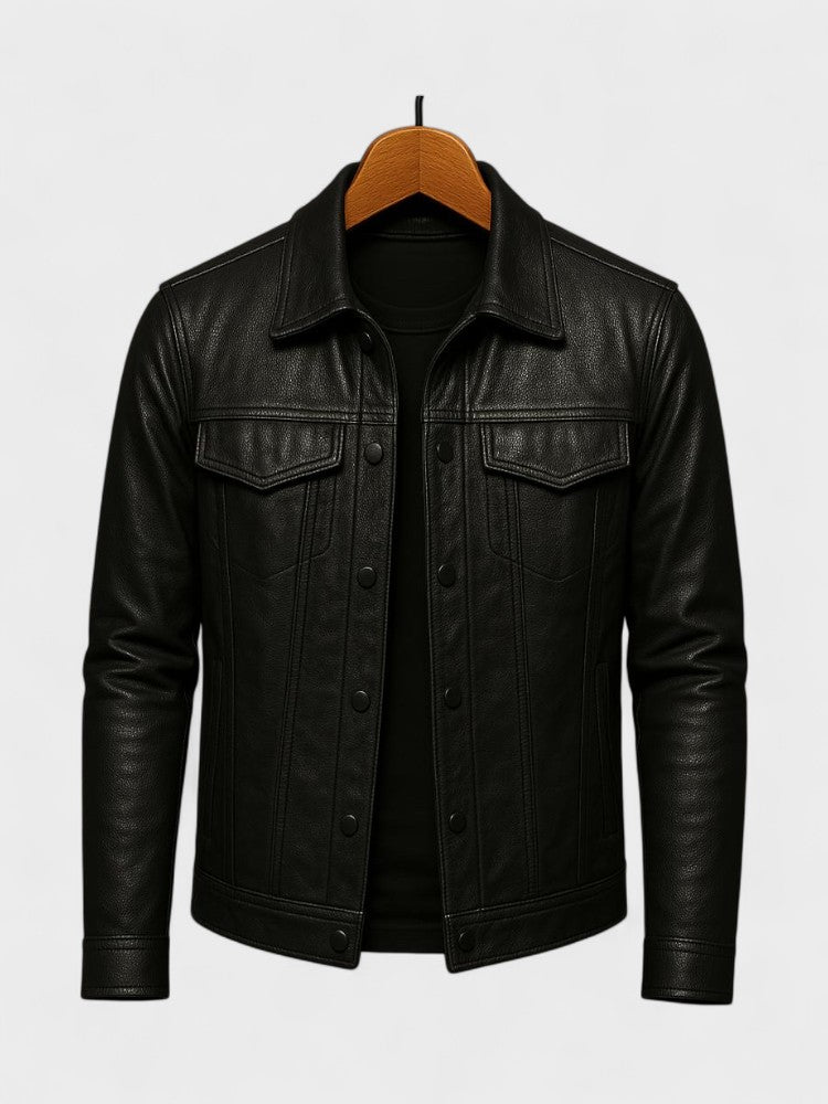 Viktor | Braune Jacke in Lederoptik