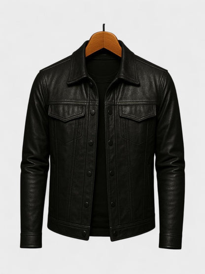 Viktor | Braune Jacke in Lederoptik