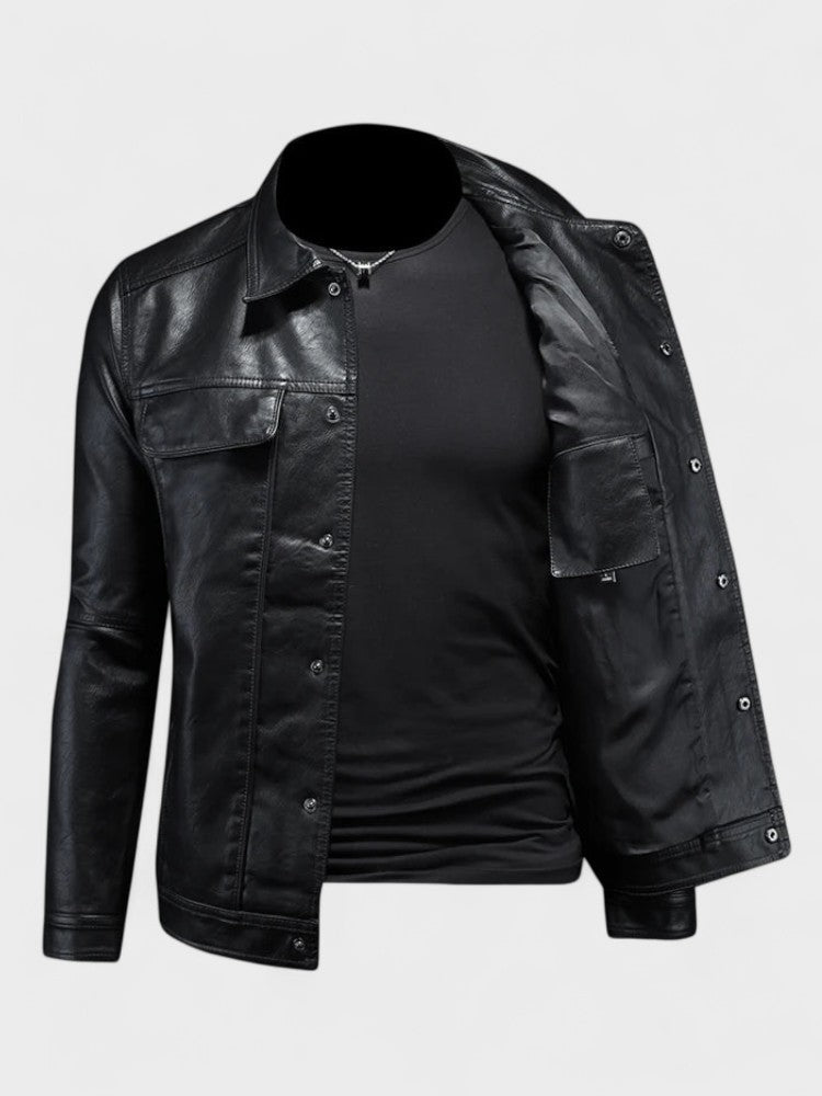 Viktor | Braune Jacke in Lederoptik