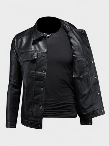 Viktor | Braune Jacke in Lederoptik