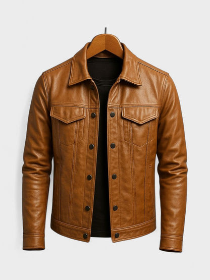 Viktor | Braune Jacke in Lederoptik