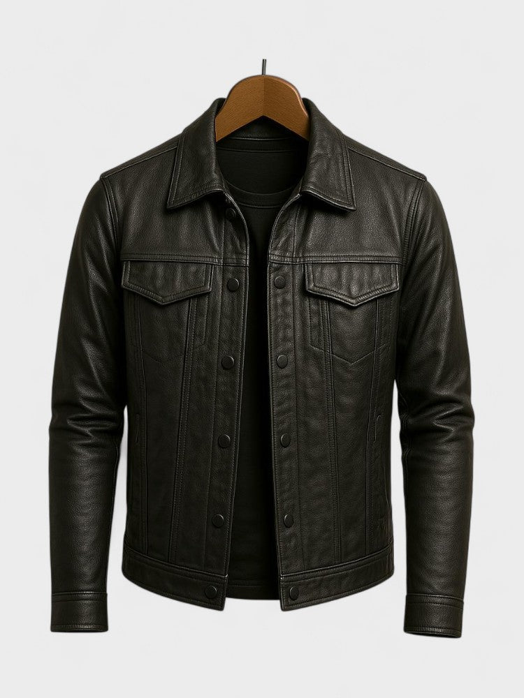 Viktor | Braune Jacke in Lederoptik