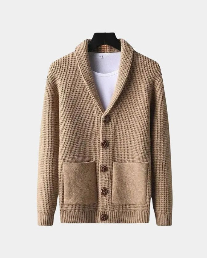 Viktor | Beige Strickjacke mit Knöpfen