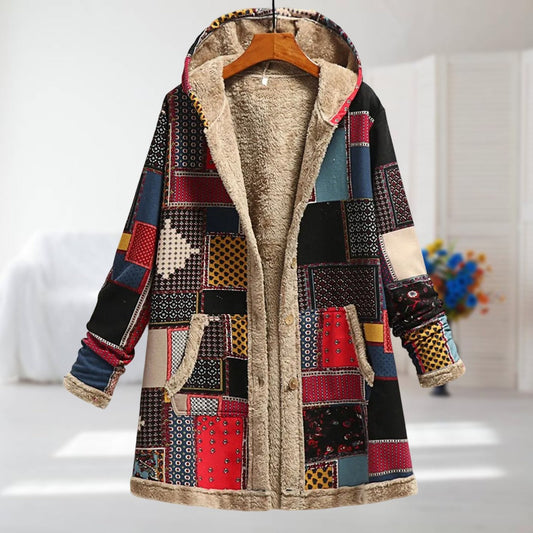 Susan | Roter Patchwork-Kapuzenmantel