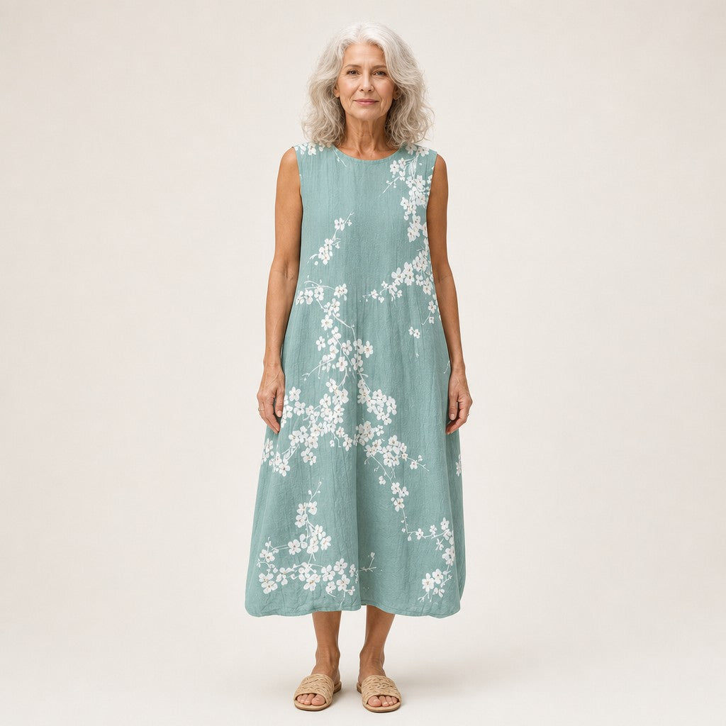 Gabriele | Ärmelloses Sommerkleid mit Kirschblüten