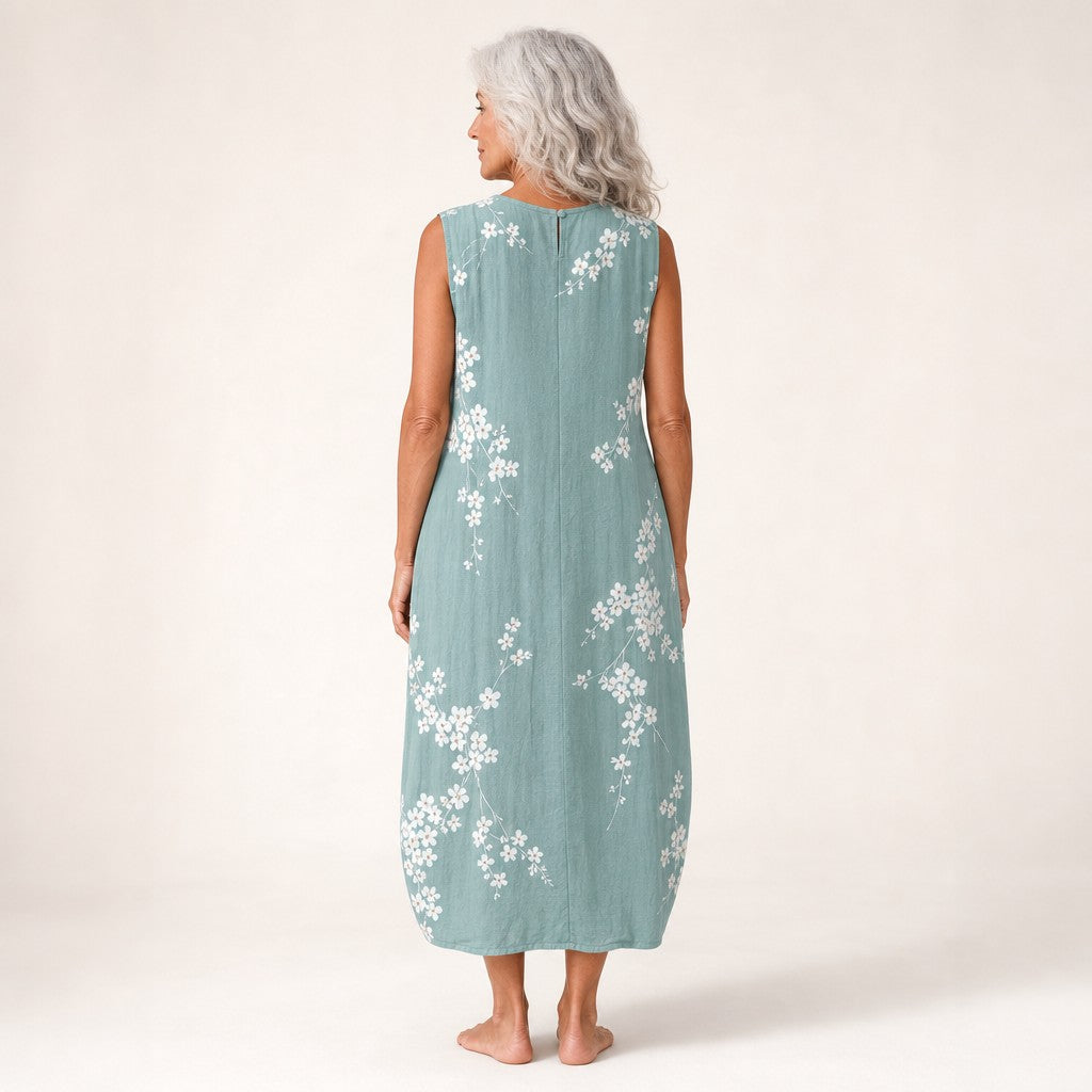Gabriele | Ärmelloses Sommerkleid mit Kirschblüten