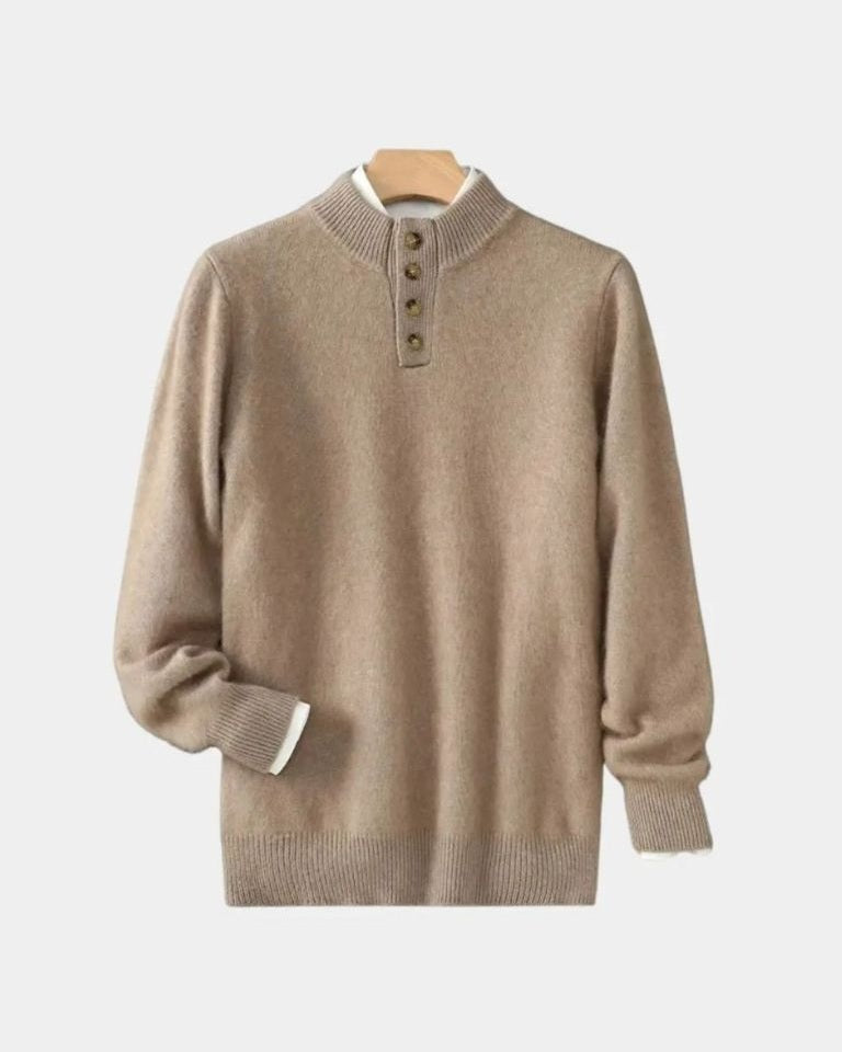 Heinz-Günter | Beiger Henley-Strickpullover