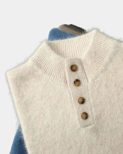 Heinz-Günter | Beiger Henley-Strickpullover
