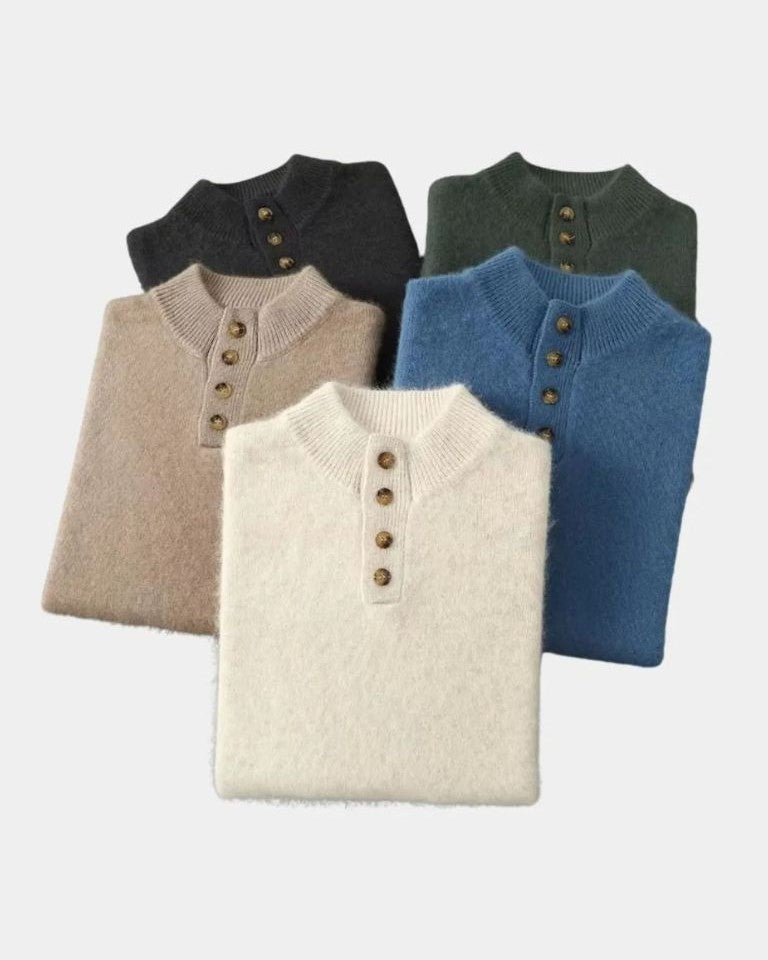 Heinz-Günter | Beiger Henley-Strickpullover