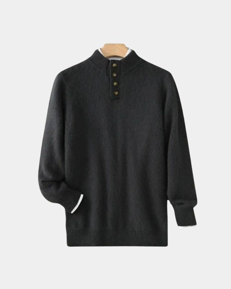 Heinz-Günter | Beiger Henley-Strickpullover