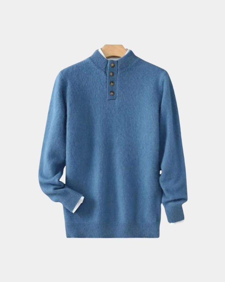 Heinz-Günter | Beiger Henley-Strickpullover