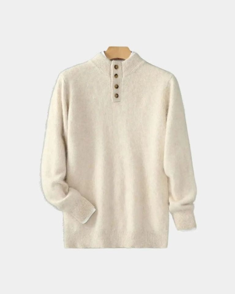 Heinz-Günter | Beiger Henley-Strickpullover
