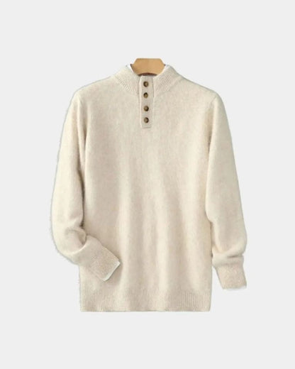 Heinz-Günter | Beiger Henley-Strickpullover