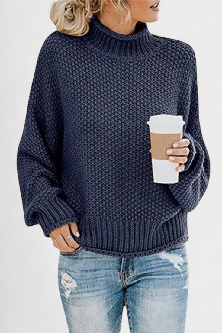 Vivien | Strukturstrickpullover in Marineblau