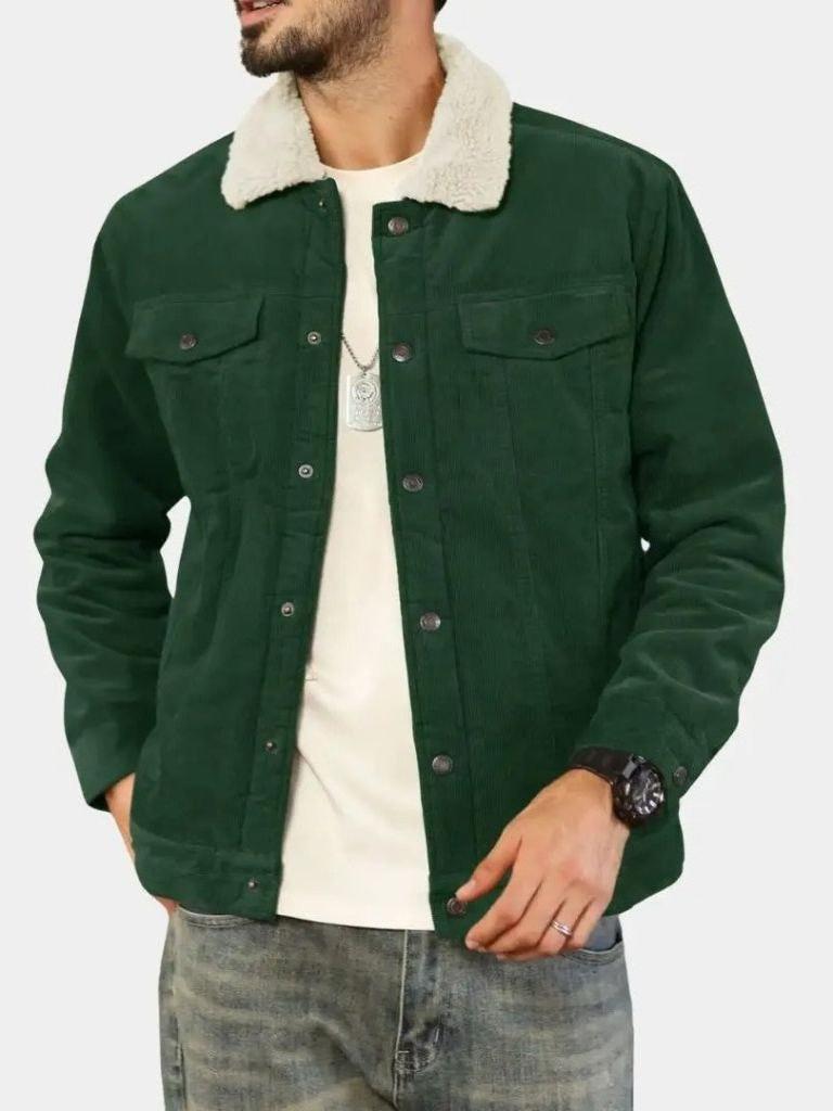 Gustav | Grüne Cordjacke mit Teddyfutter
