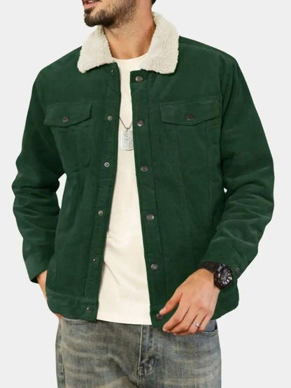 Gustav | Grüne Cordjacke mit Teddyfutter