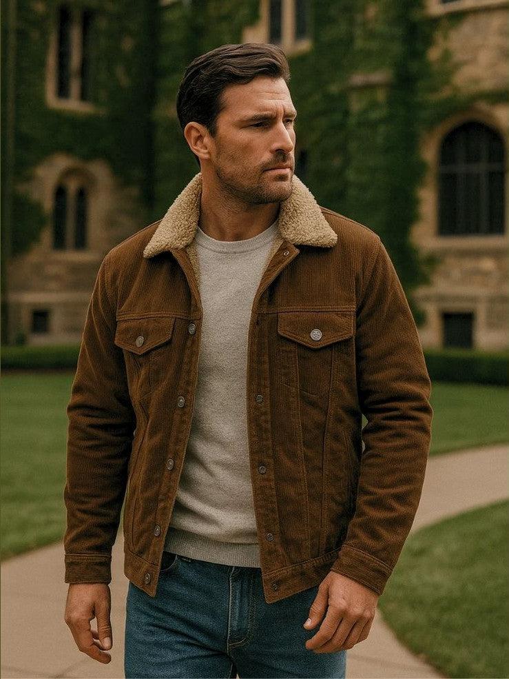 Gustav | Grüne Cordjacke mit Teddyfutter