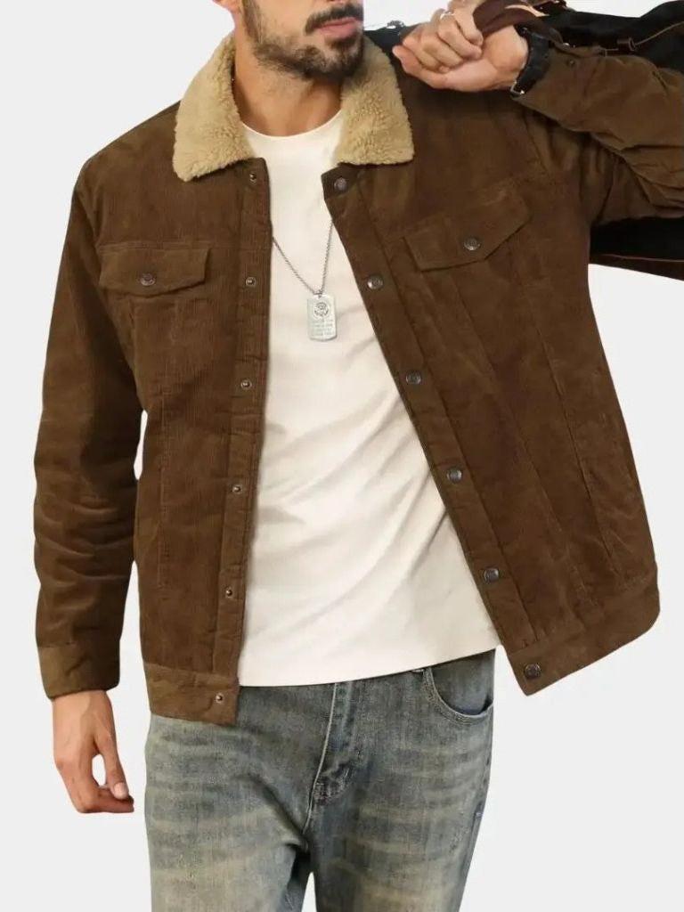 Gustav | Grüne Cordjacke mit Teddyfutter
