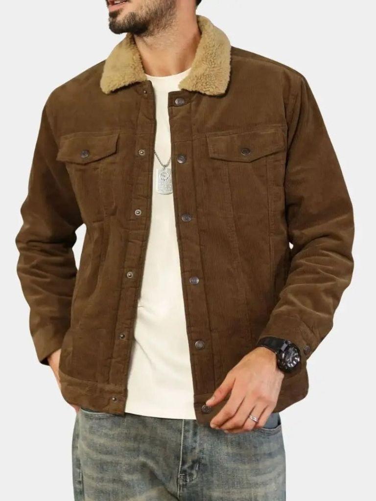 Gustav | Grüne Cordjacke mit Teddyfutter