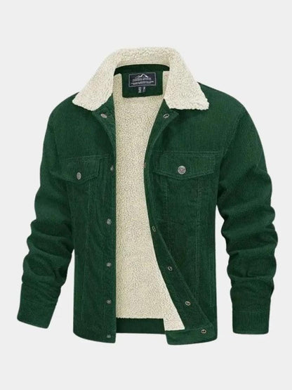 Gustav | Grüne Cordjacke mit Teddyfutter