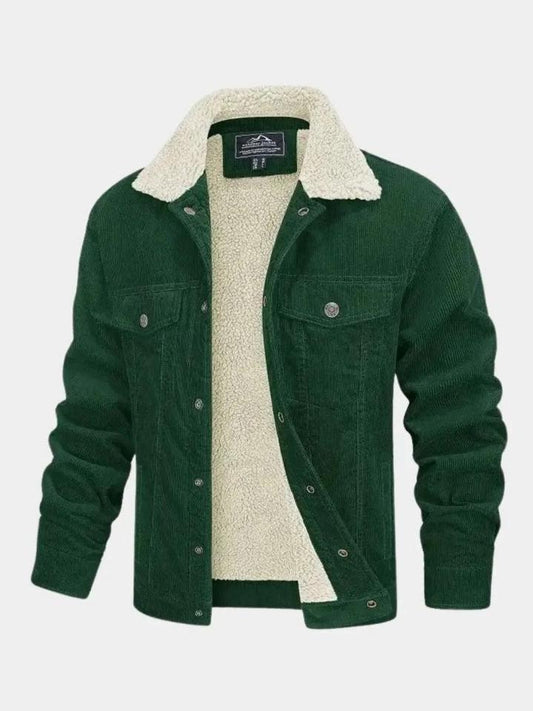 Gustav | Grüne Cordjacke mit Teddyfutter