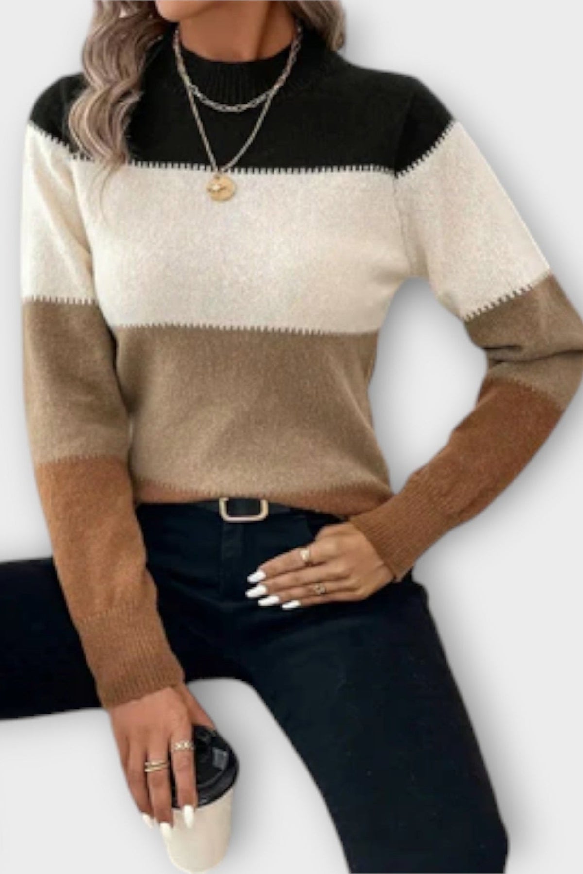 Violet | Grauer Colorblock-Pullover