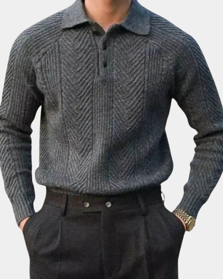 Gunnar | Cremefarbener Strickpullover mit V-Ausschnitt