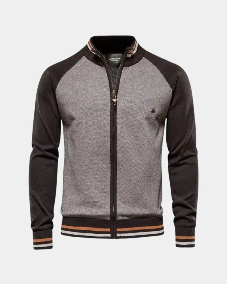 Günter | Graue Strickjacke mit Reißverschluss