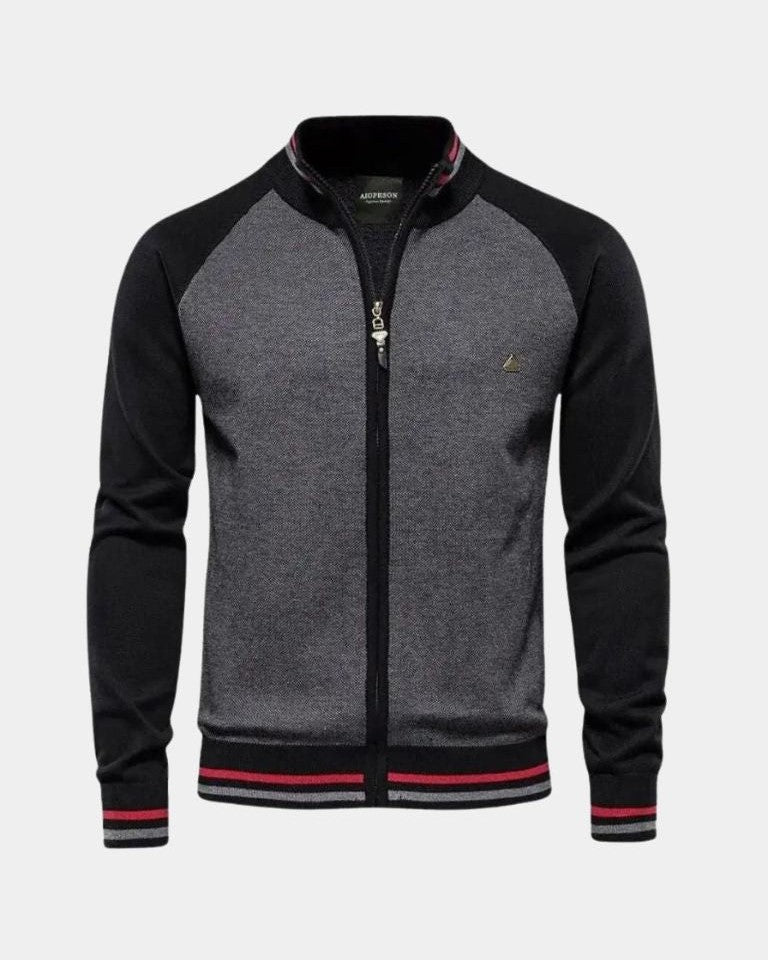 Günter | Graue Strickjacke mit Reißverschluss