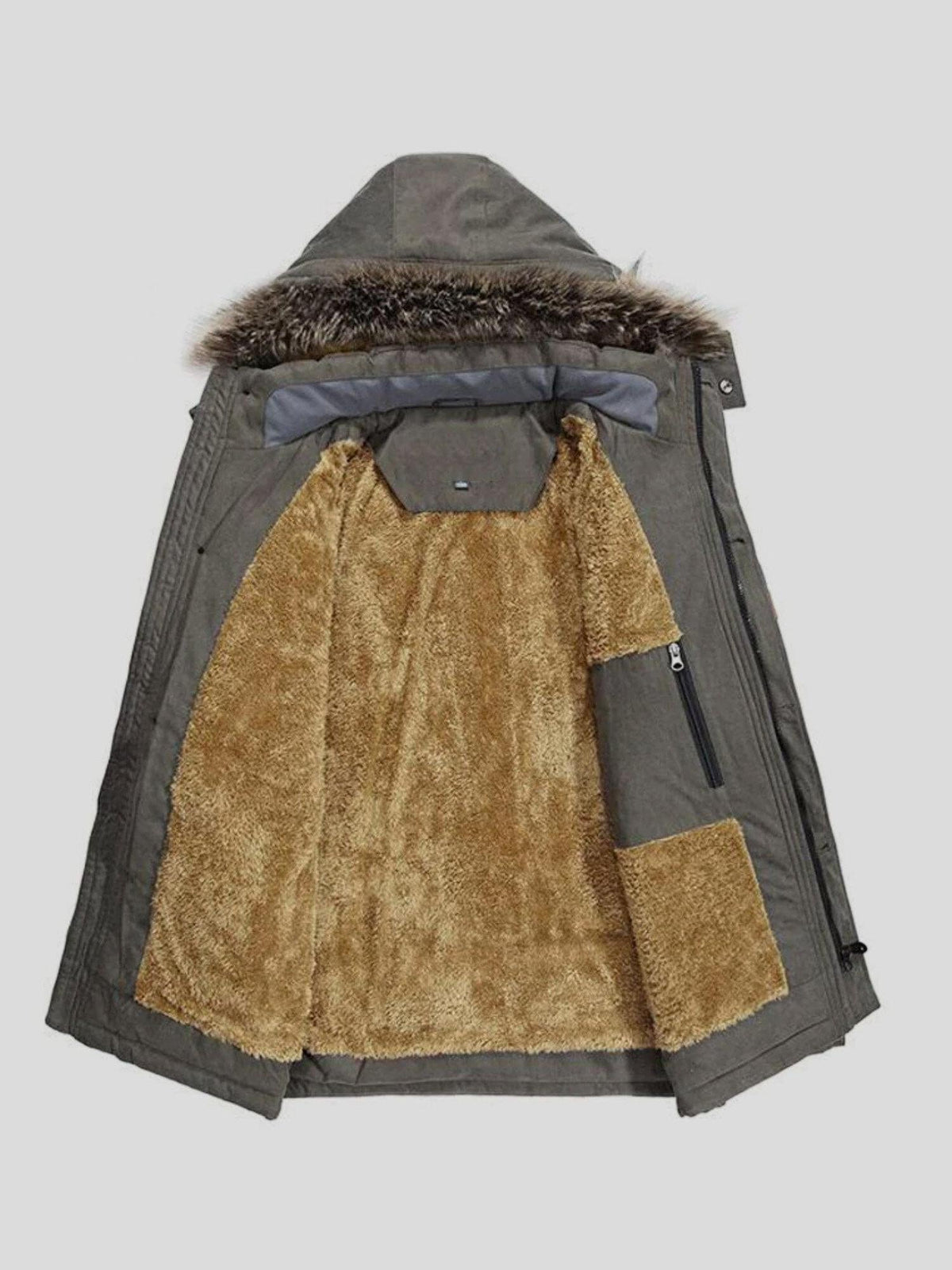 Günter | Grauer Winterparka mit Fellbesatz