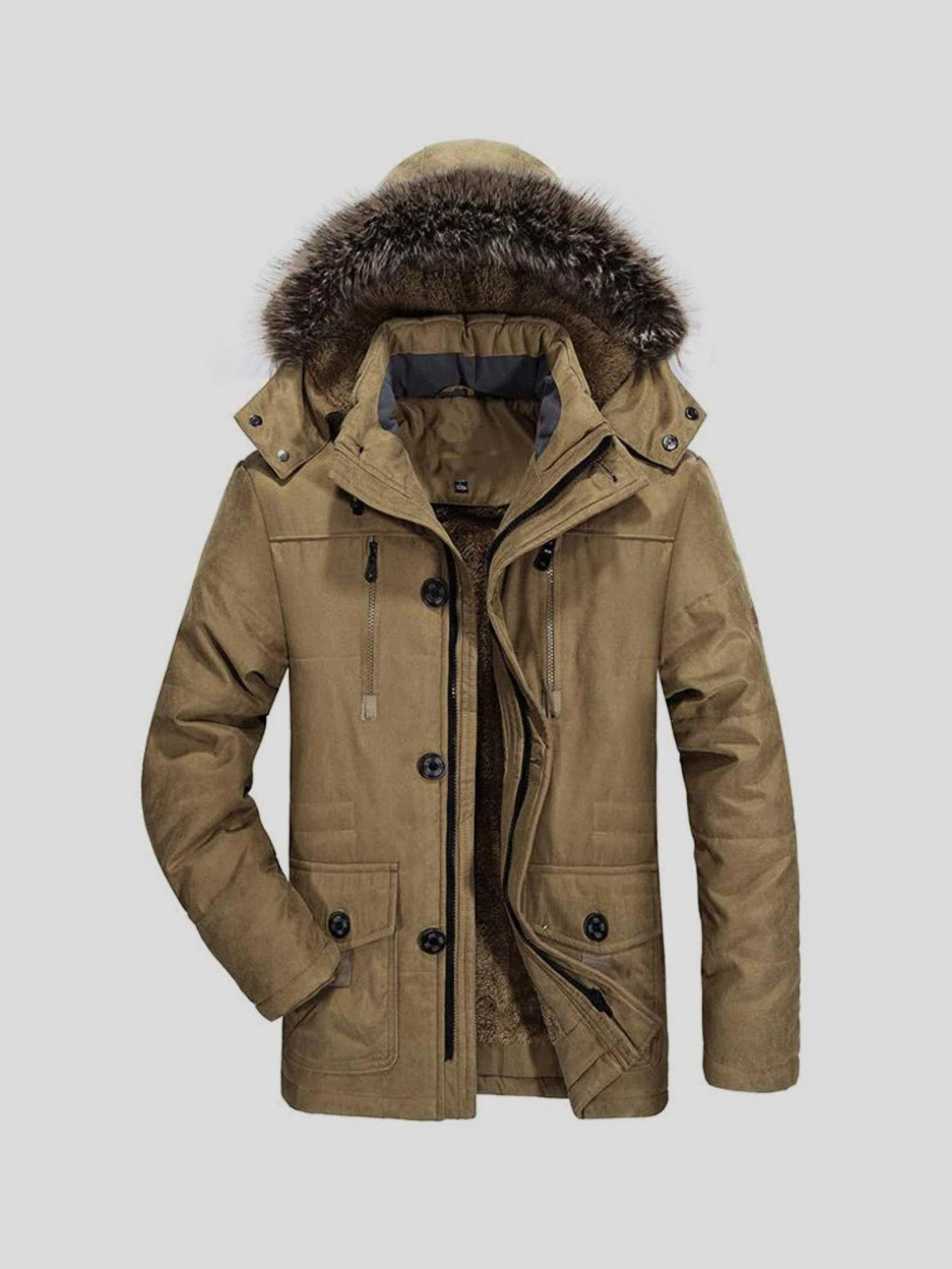 Günter | Grauer Winterparka mit Fellbesatz