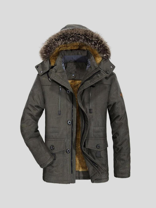 Günter | Grauer Winterparka mit Fellbesatz