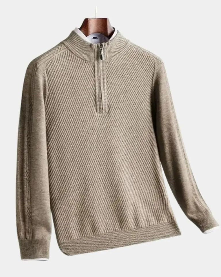 Wendelin | Taupefarbener Troyer-Pullover