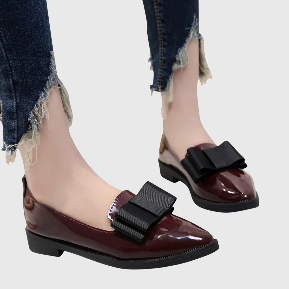 Viola | Bordeauxroter Lack-Loafer mit Schleife