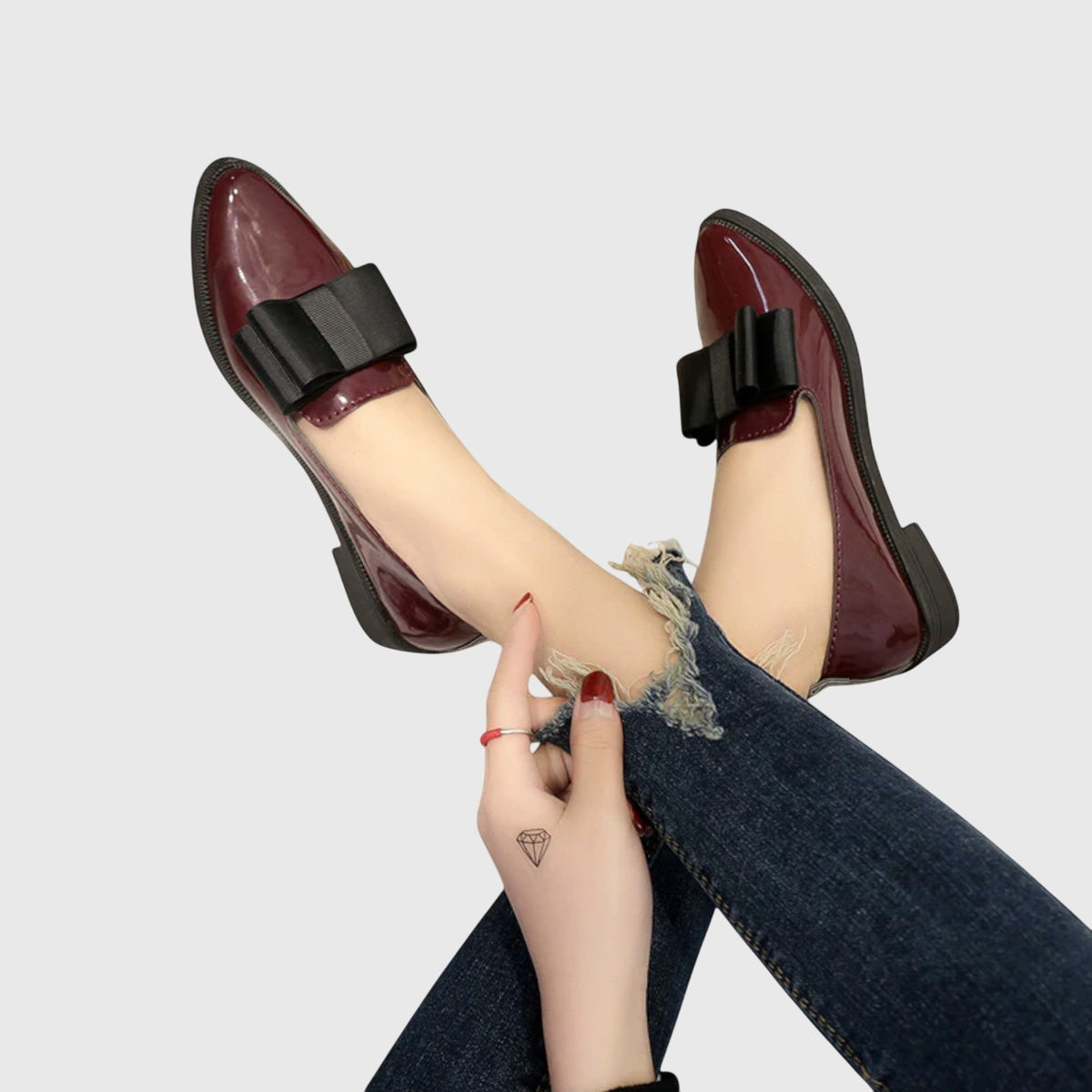Viola | Bordeauxroter Lack-Loafer mit Schleife