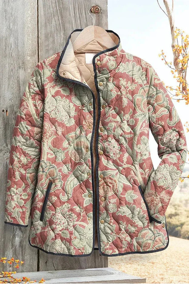 Verena | Altrosa gesteppte Jacke mit Ornamentmuster