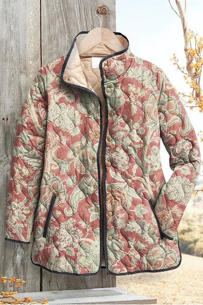 Verena | Altrosa gesteppte Jacke mit Ornamentmuster