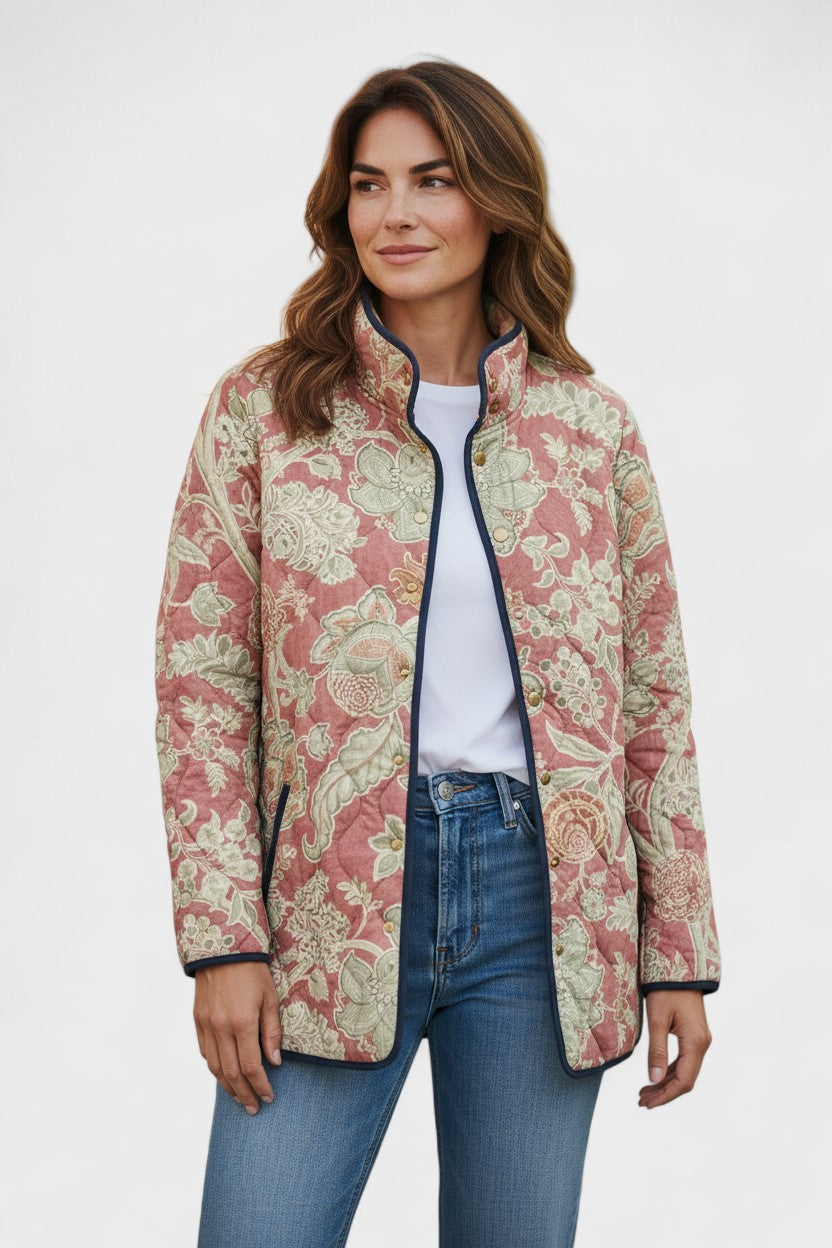 Verena | Altrosa gesteppte Jacke mit Ornamentmuster