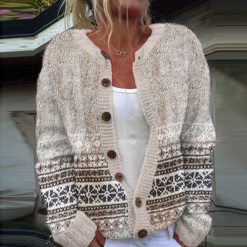 Monika | Cremefarbene Strickjacke im traditionellen Stil