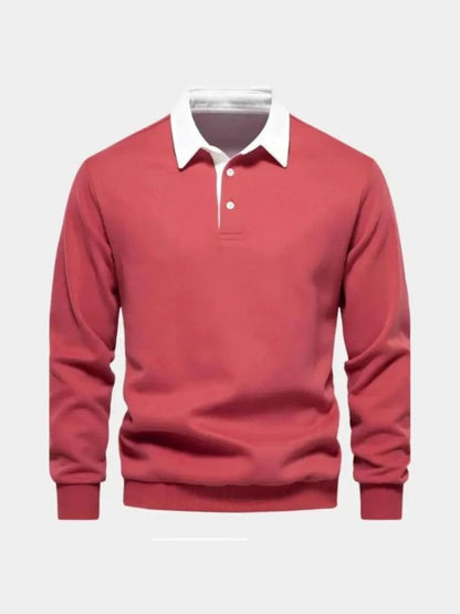 Wilhelm-Ernst | Dunkelblaues Langarm-Poloshirt