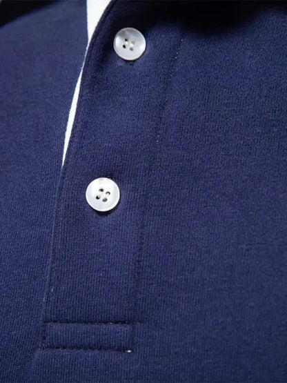 Wilhelm-Ernst | Dunkelblaues Langarm-Poloshirt