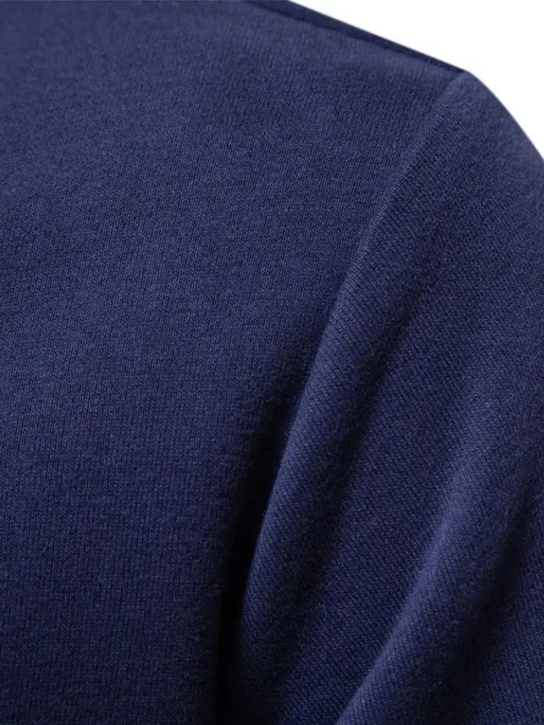 Wilhelm-Ernst | Dunkelblaues Langarm-Poloshirt