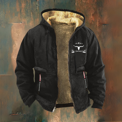 Hendrik | Schwarze Kapuzenjacke mit Teddyfutter