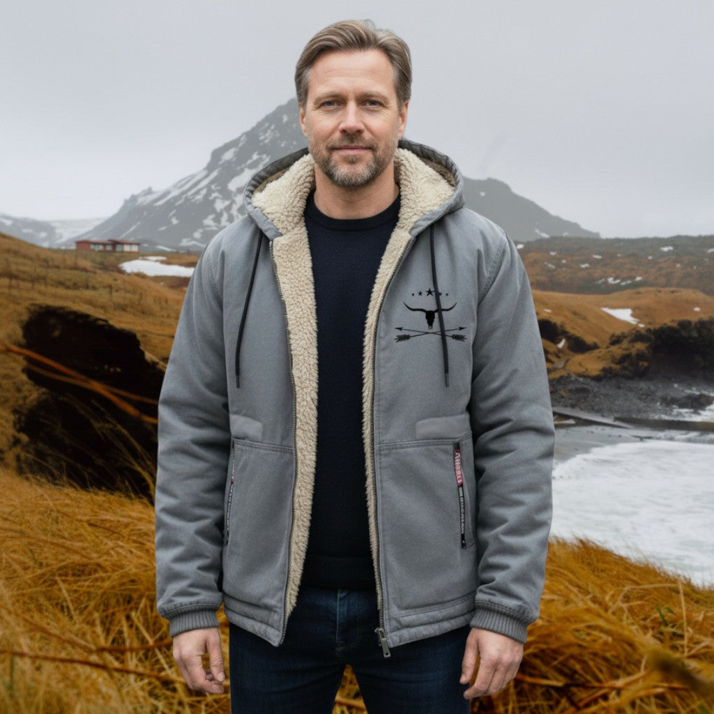 Hendrik | Schwarze Kapuzenjacke mit Teddyfutter