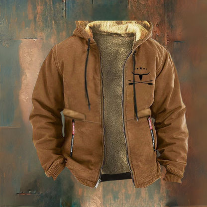 Hendrik | Schwarze Kapuzenjacke mit Teddyfutter