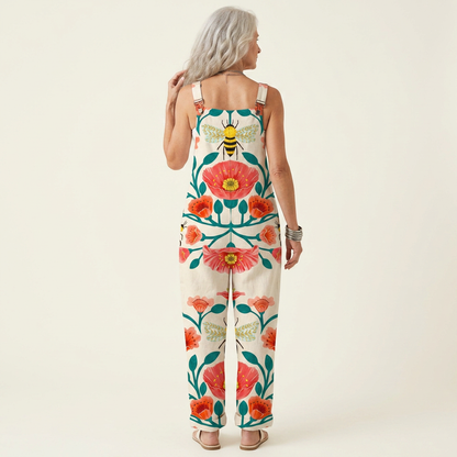 Tabea | Latzhose mit Blumen in hellen Tönen