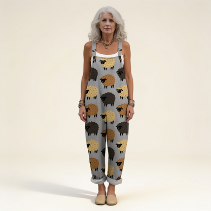 Jutta | Latzhose in Grau mit Schafen