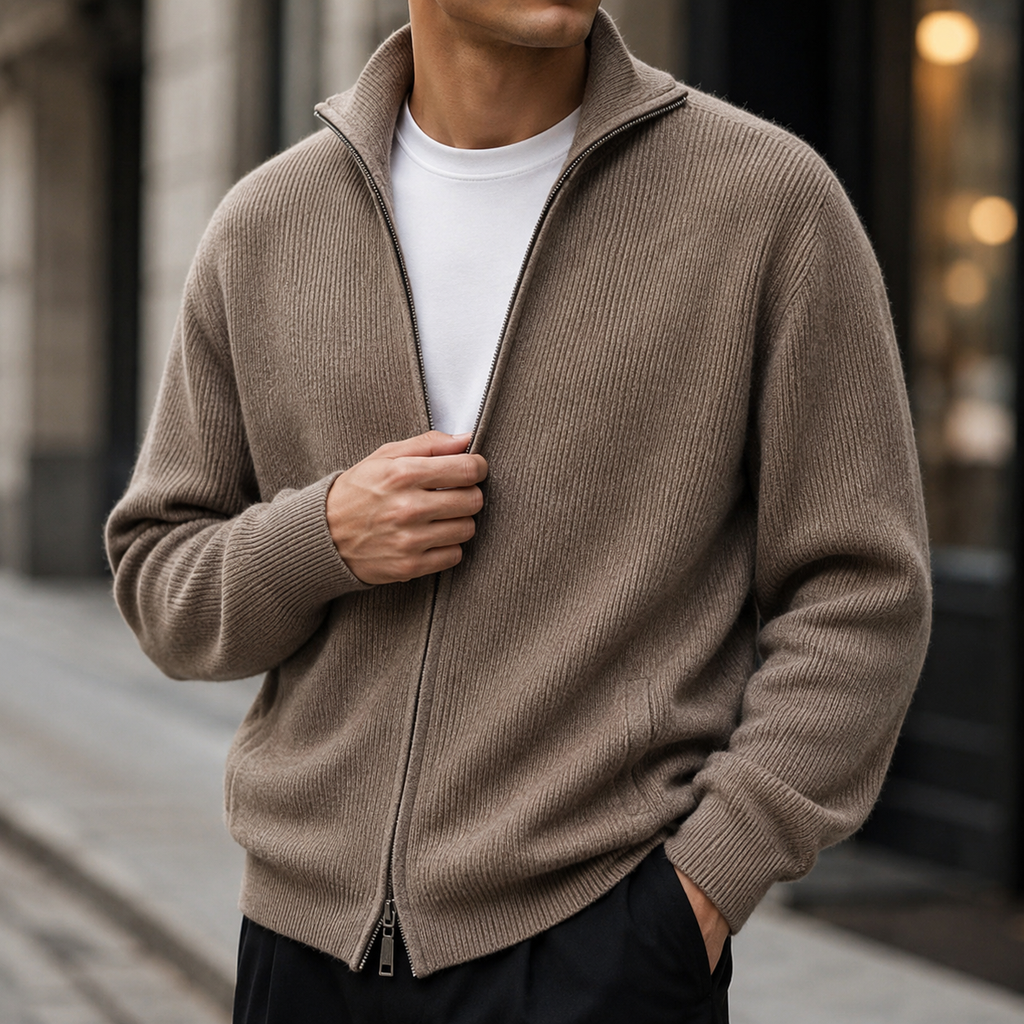 Marga-Luise | Cardigan in Kaschmir-Optik mit durchgehendem Reißverschluss