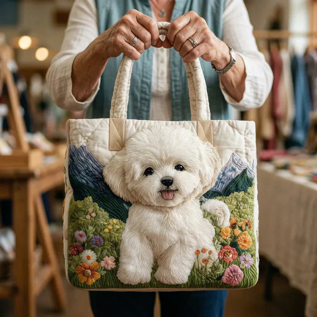 Maria | Gesteppte Tragetasche mit Motiv Bichon Frise