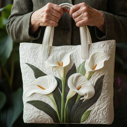 Margot | Gesteppte Tragetasche mit Motiv Weiße Calla-Lilien